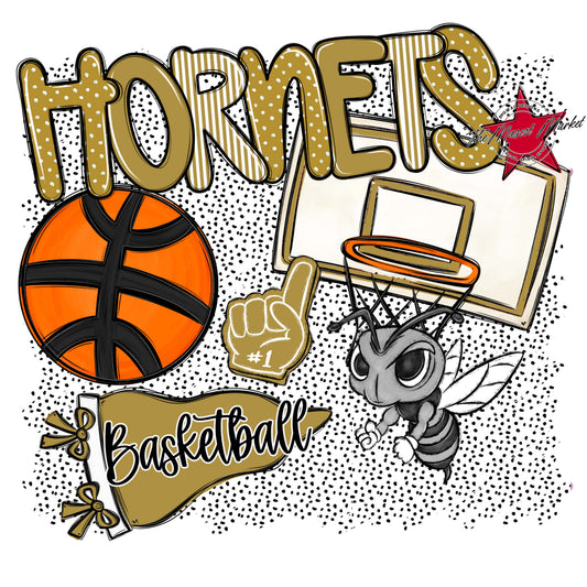 Hornets Basketball Spirit-Gold