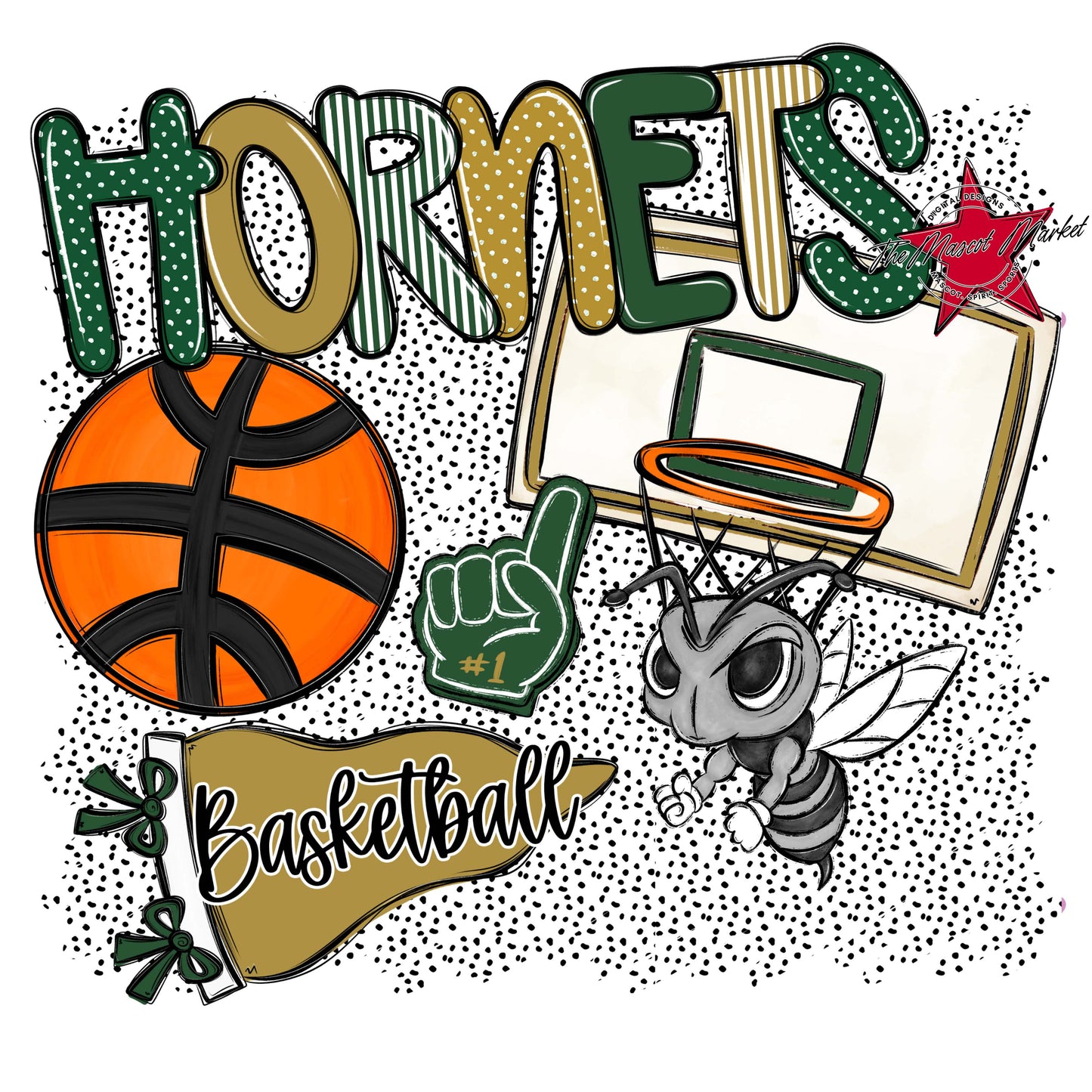 Hornets Basketball Spirit-Green & Gold