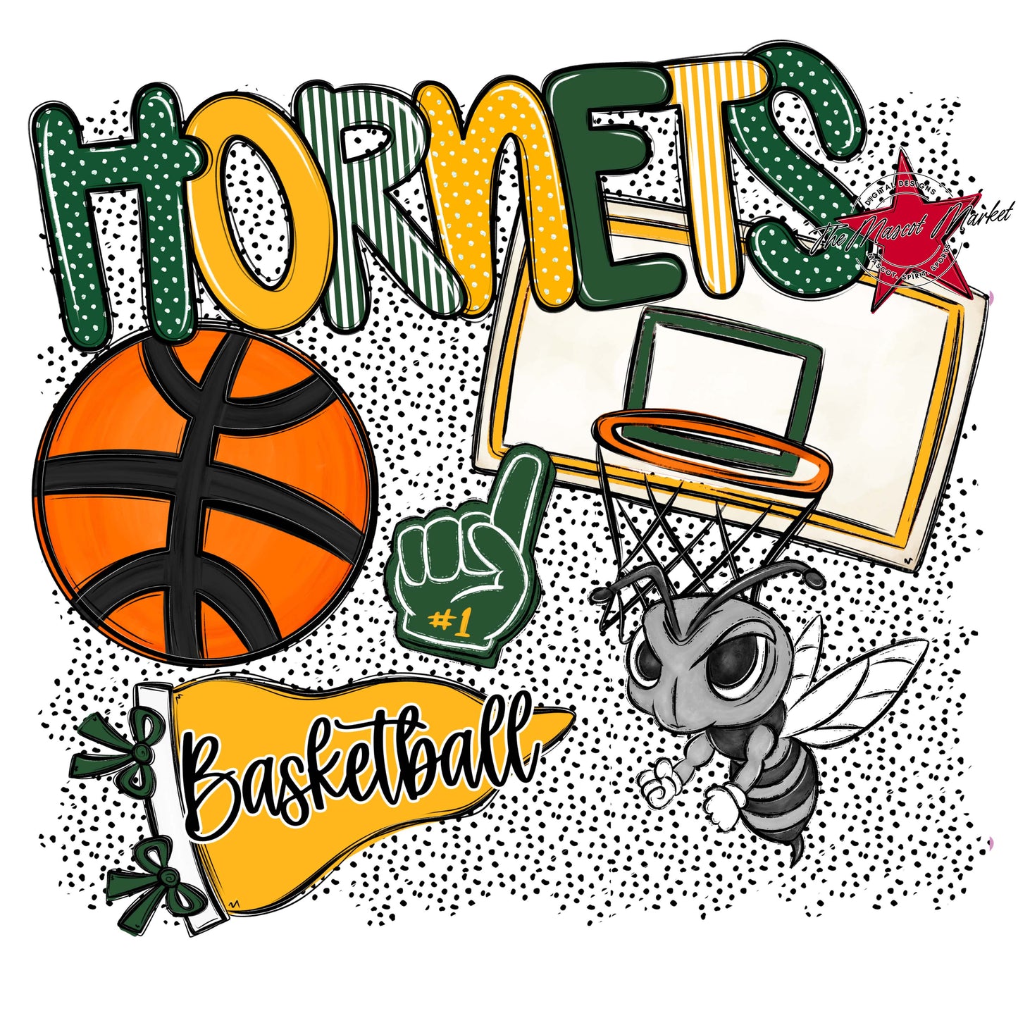 Hornets Basketball Spirit-Green & Yellow