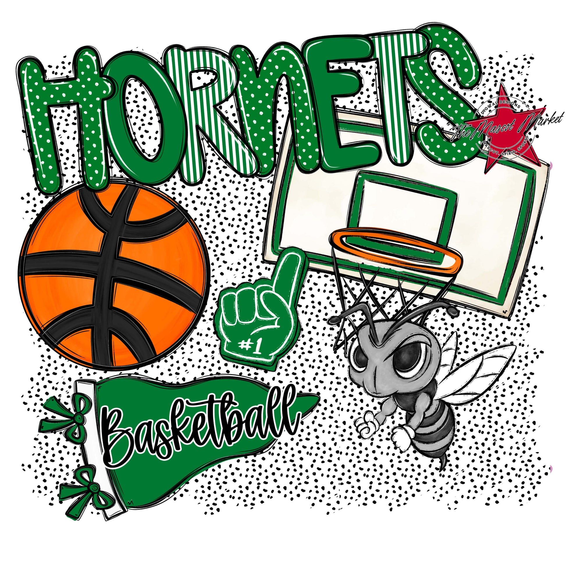 Hornets Basketball Spirit-Kelly Green