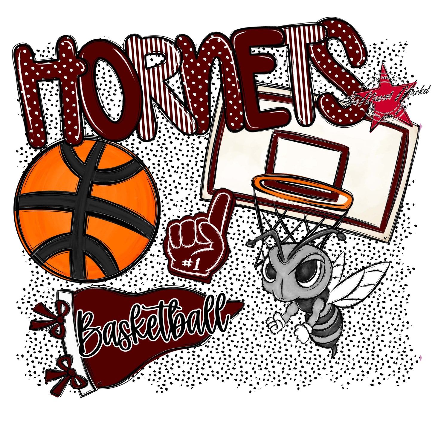 Hornets Basketball Spirit-Maroon