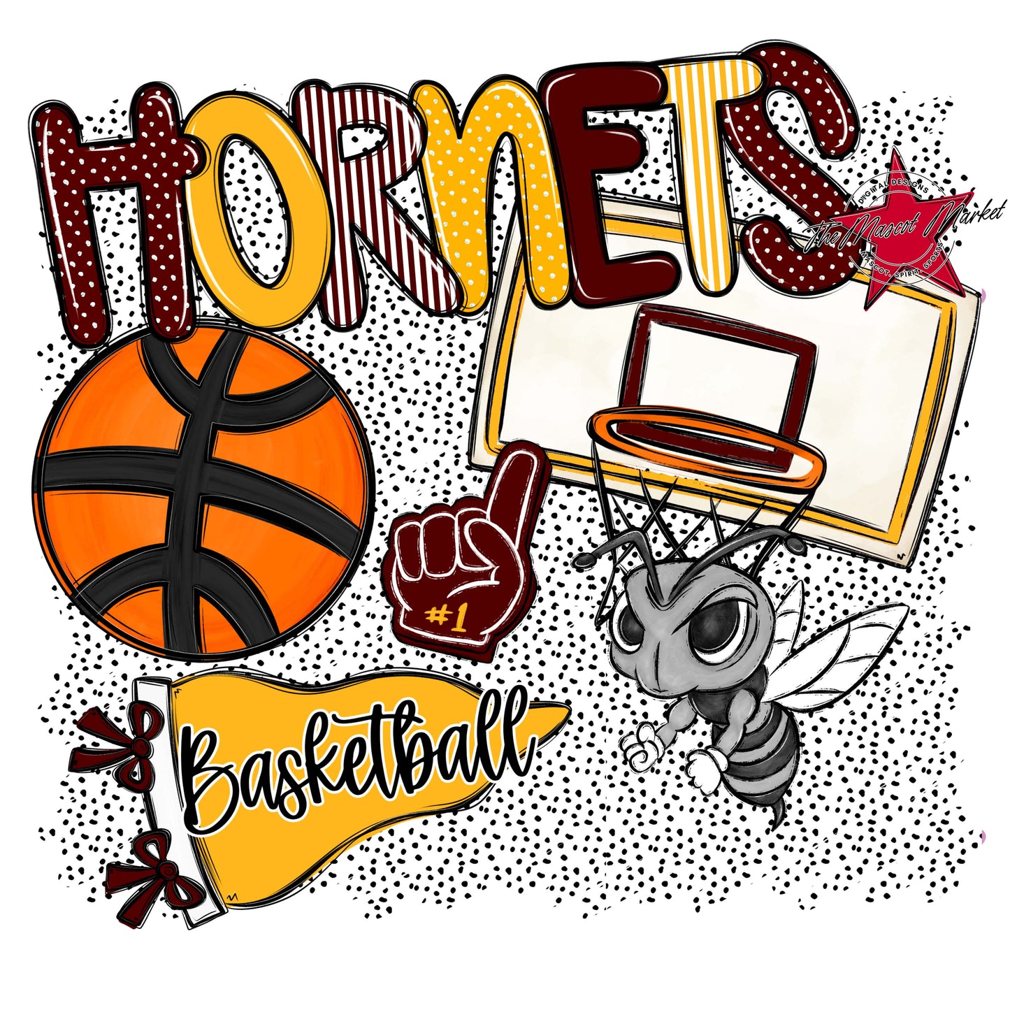 Hornets Basketball Spirit-Maroon & Yellow