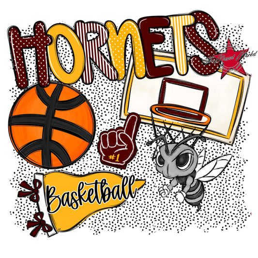 Hornets Basketball Spirit-Maroon & Yellow