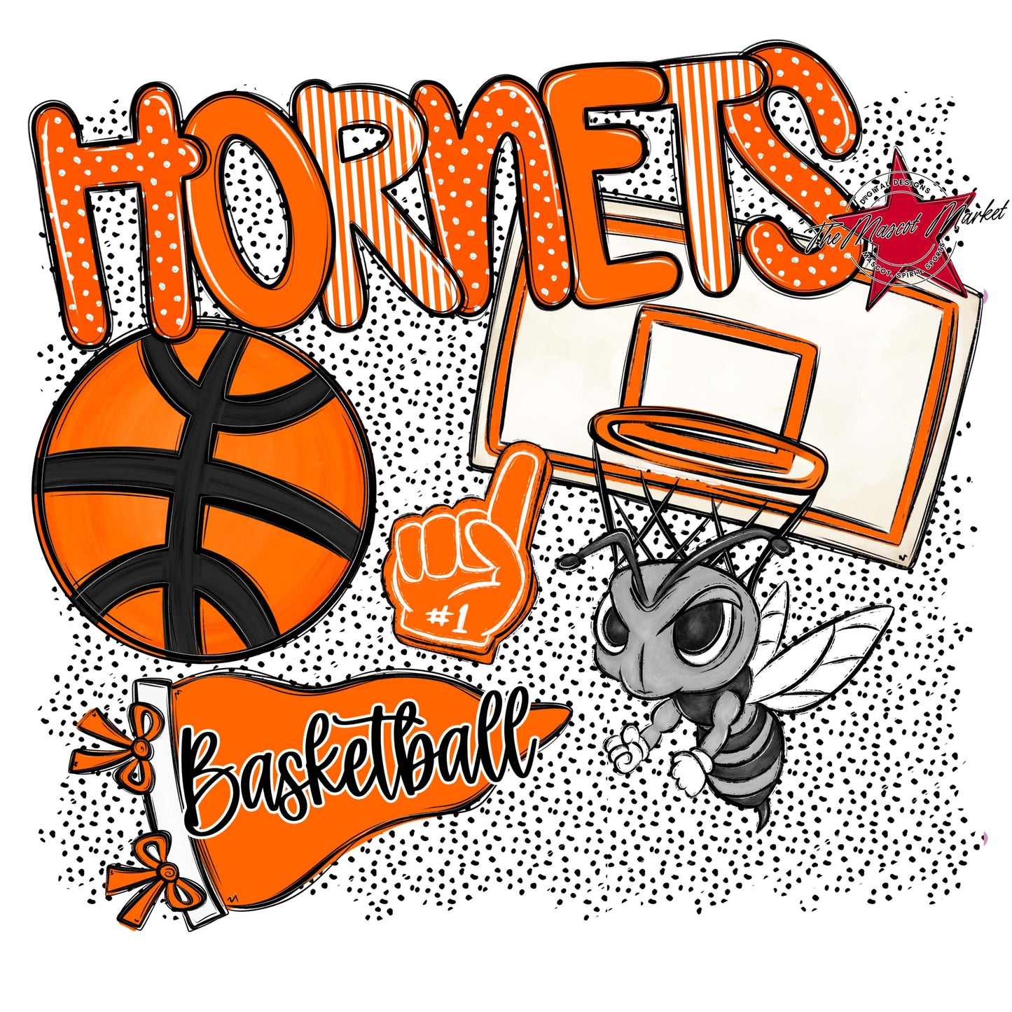 Hornets Basketball Spirit-Orange