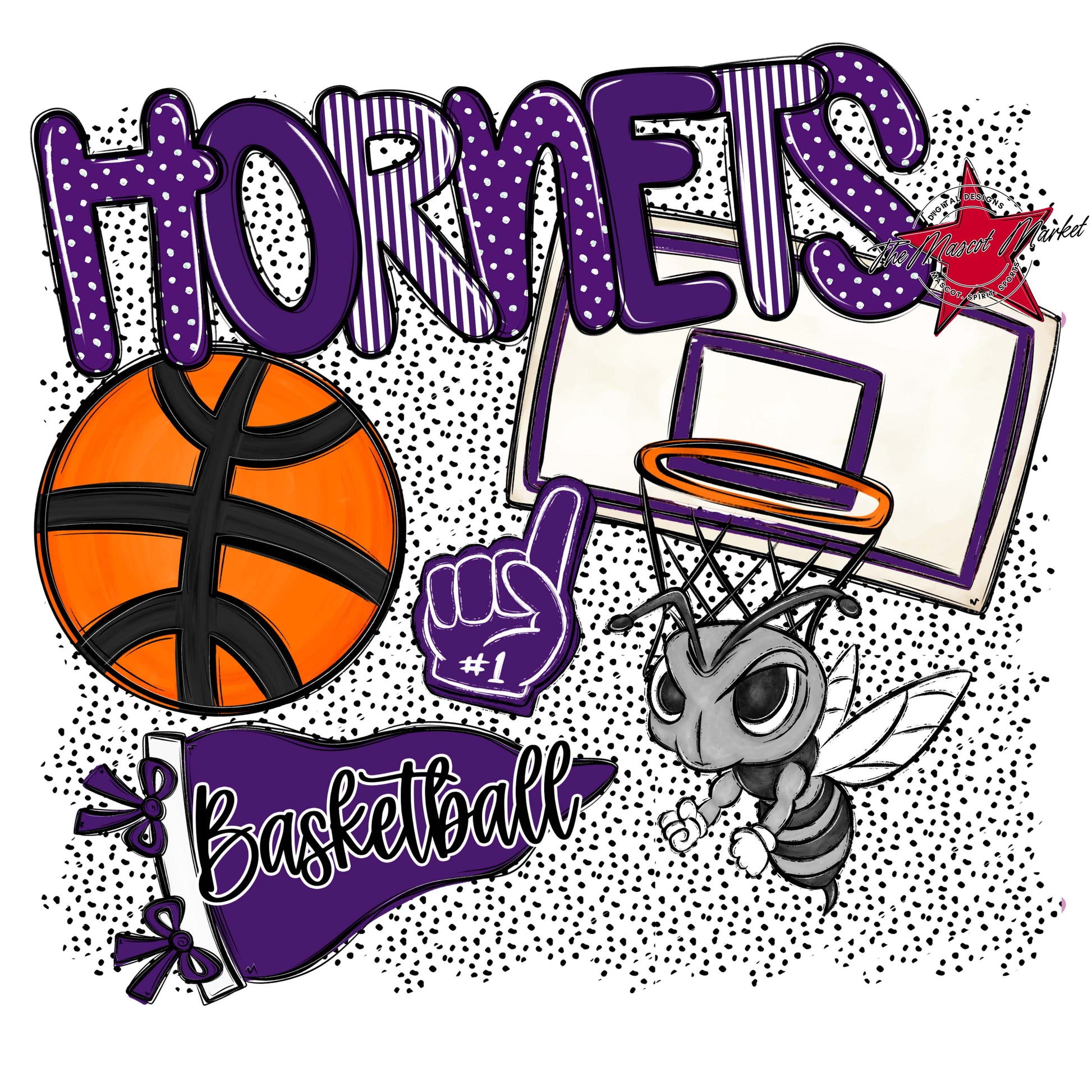 Hornets Basketball Spirit-Purple