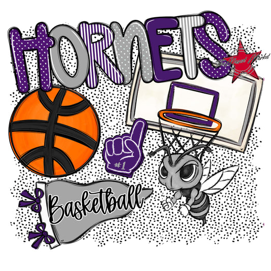 Hornets Basketball Spirit-Purple & Grey