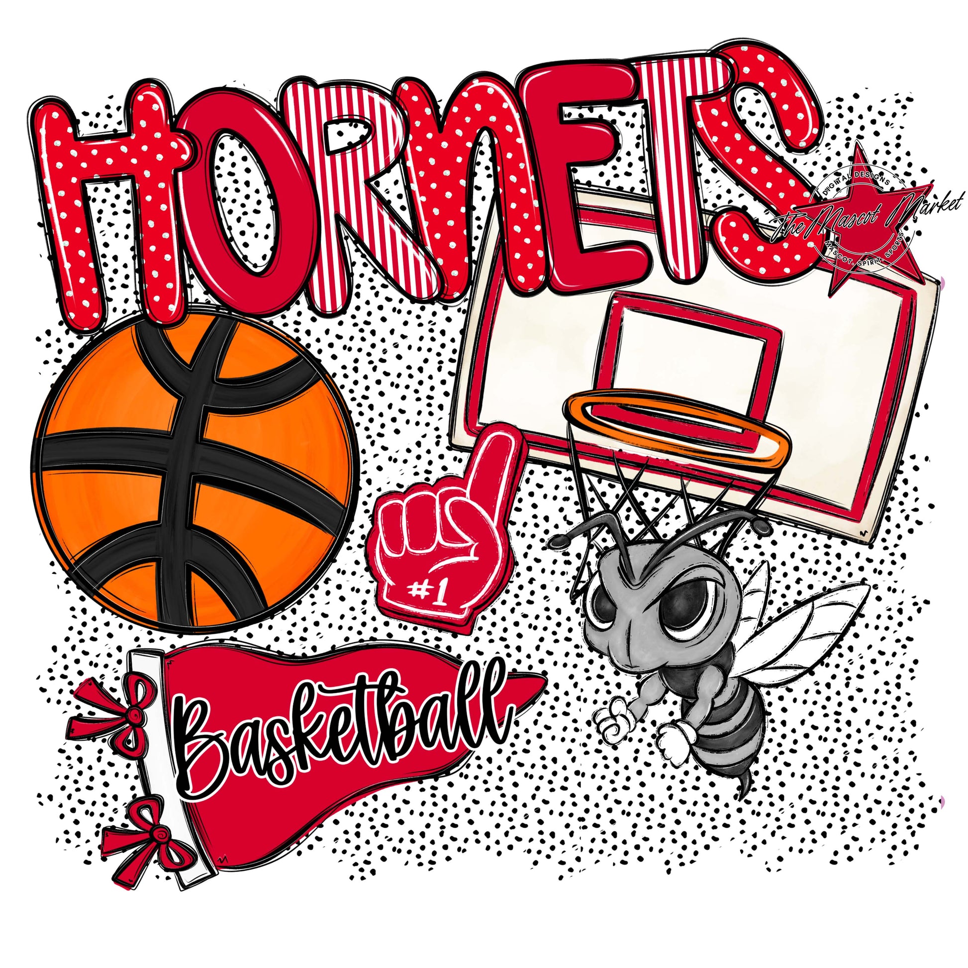 Hornets Basketball Spirit-Red