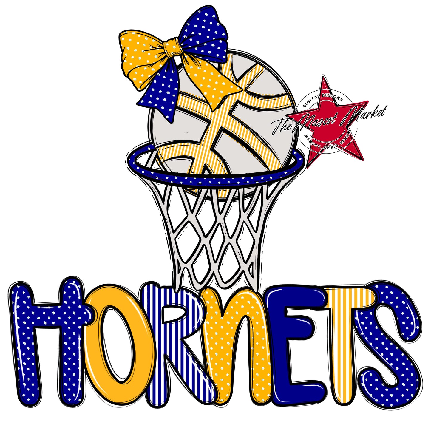 Hornets Basketball Spirit Design-Blue & Yellow