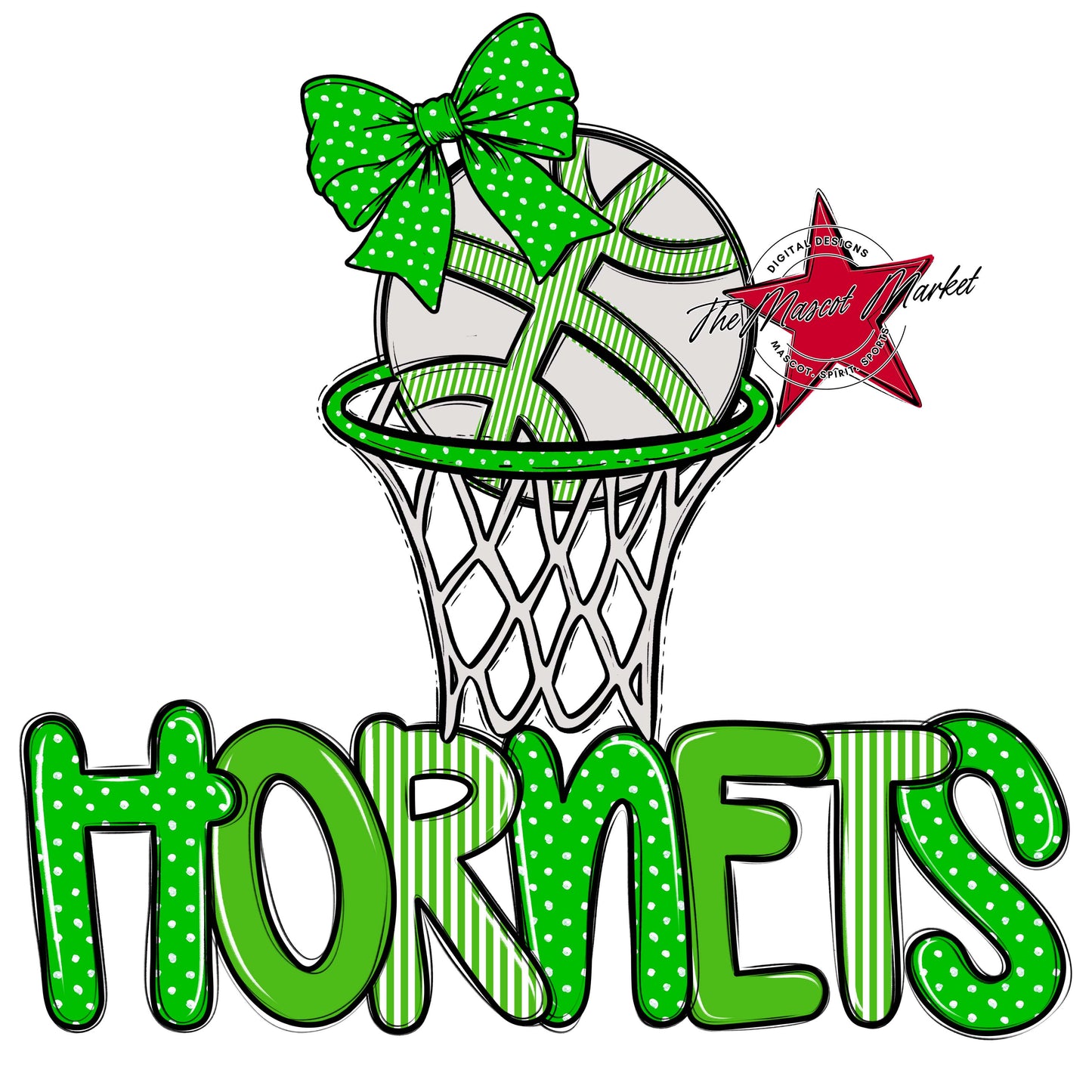 Hornets Basketball Spirit Design-Bright Green
