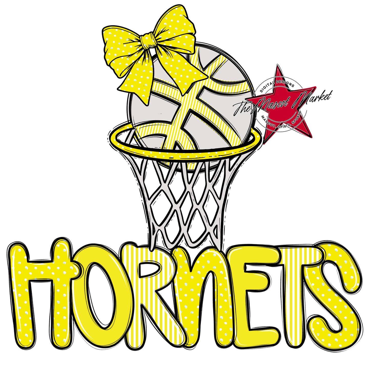 Hornets Basketball Spirit Design-Bright Yellow