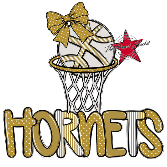 Hornets Basketball Spirit Design-Gold