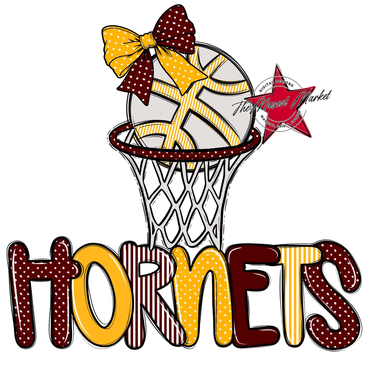 Hornets Basketball Spirit Design-Maroon & Yellow