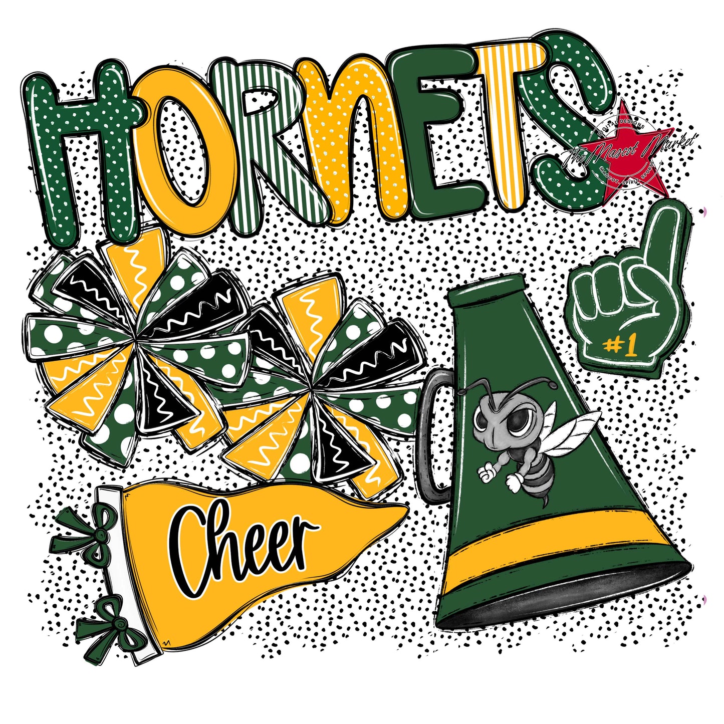 Hornets Cheer Spirit-Green & Yellow