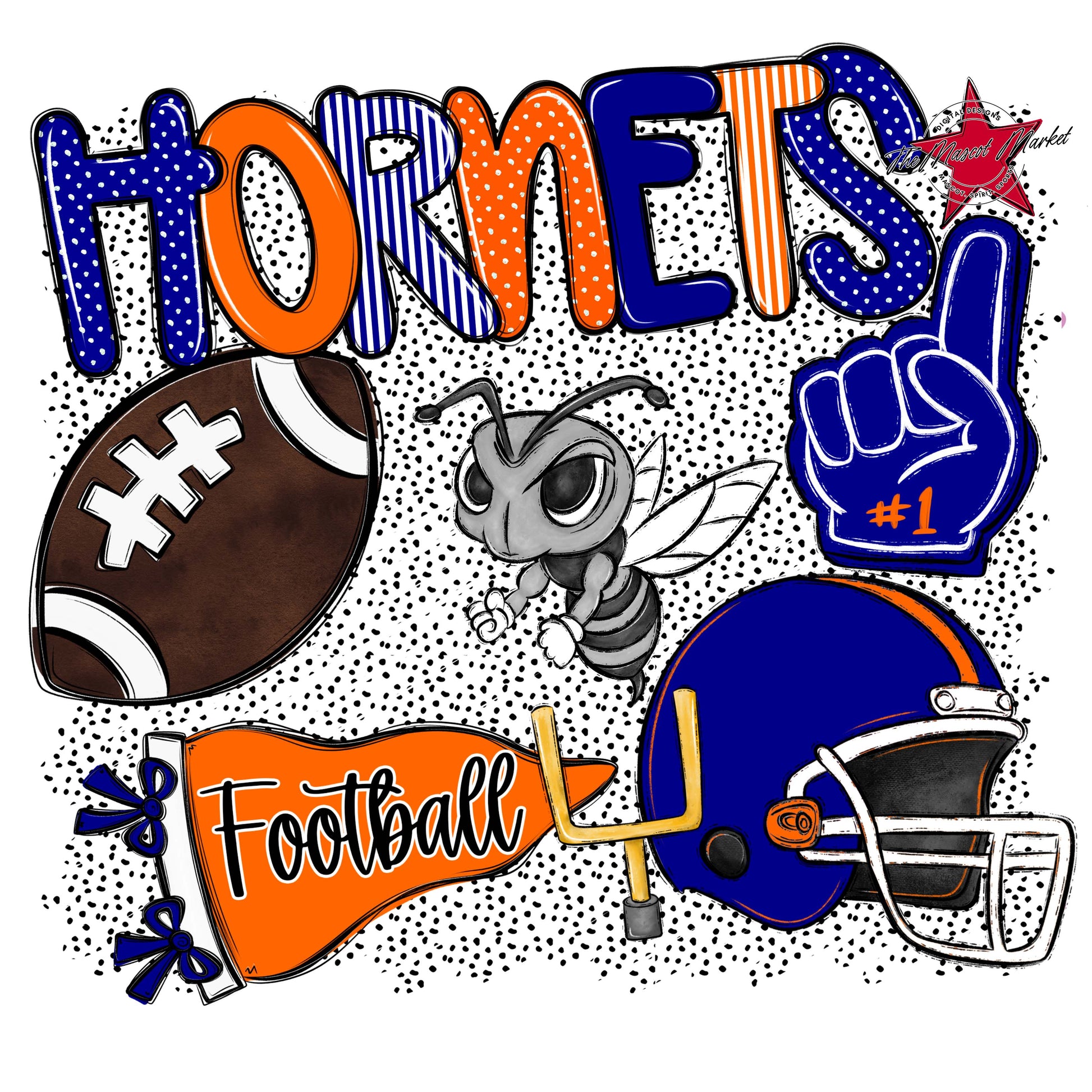Hornets Football Spirit-Blue & Orange