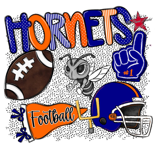 Hornets Football Spirit-Blue & Orange