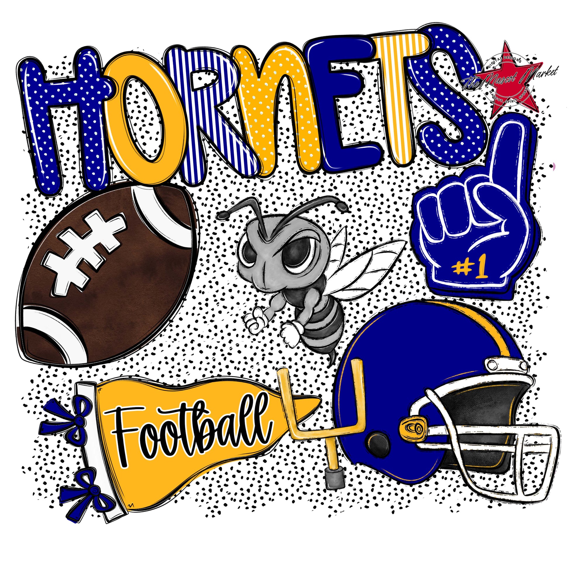 Hornets Football Spirit-Blue & Yellow