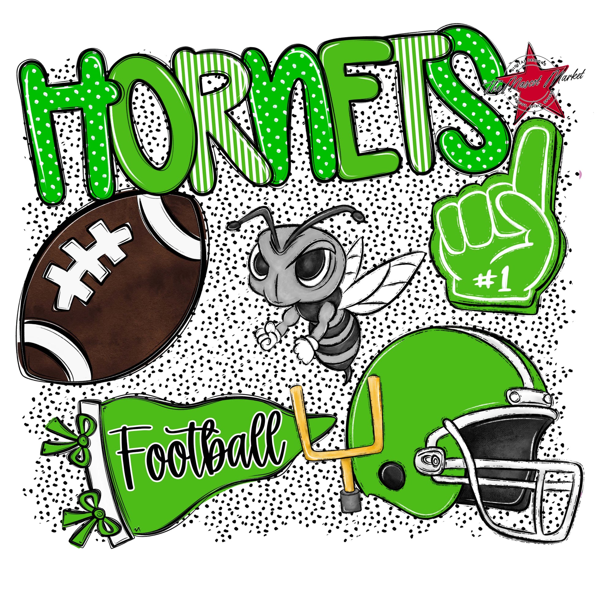 Hornets Football Spirit-Bright Green