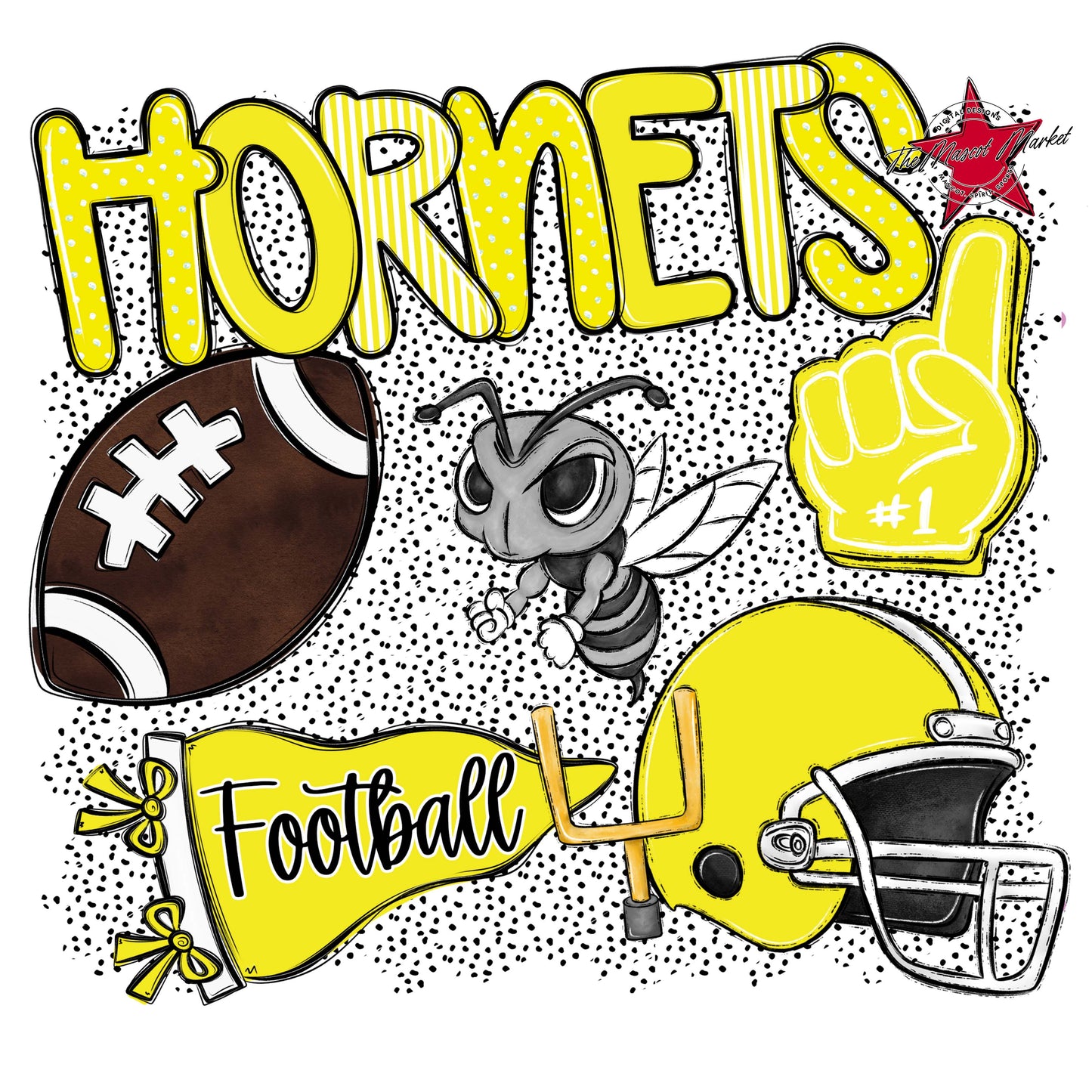 Hornets Football Spirit-Bright Yellow