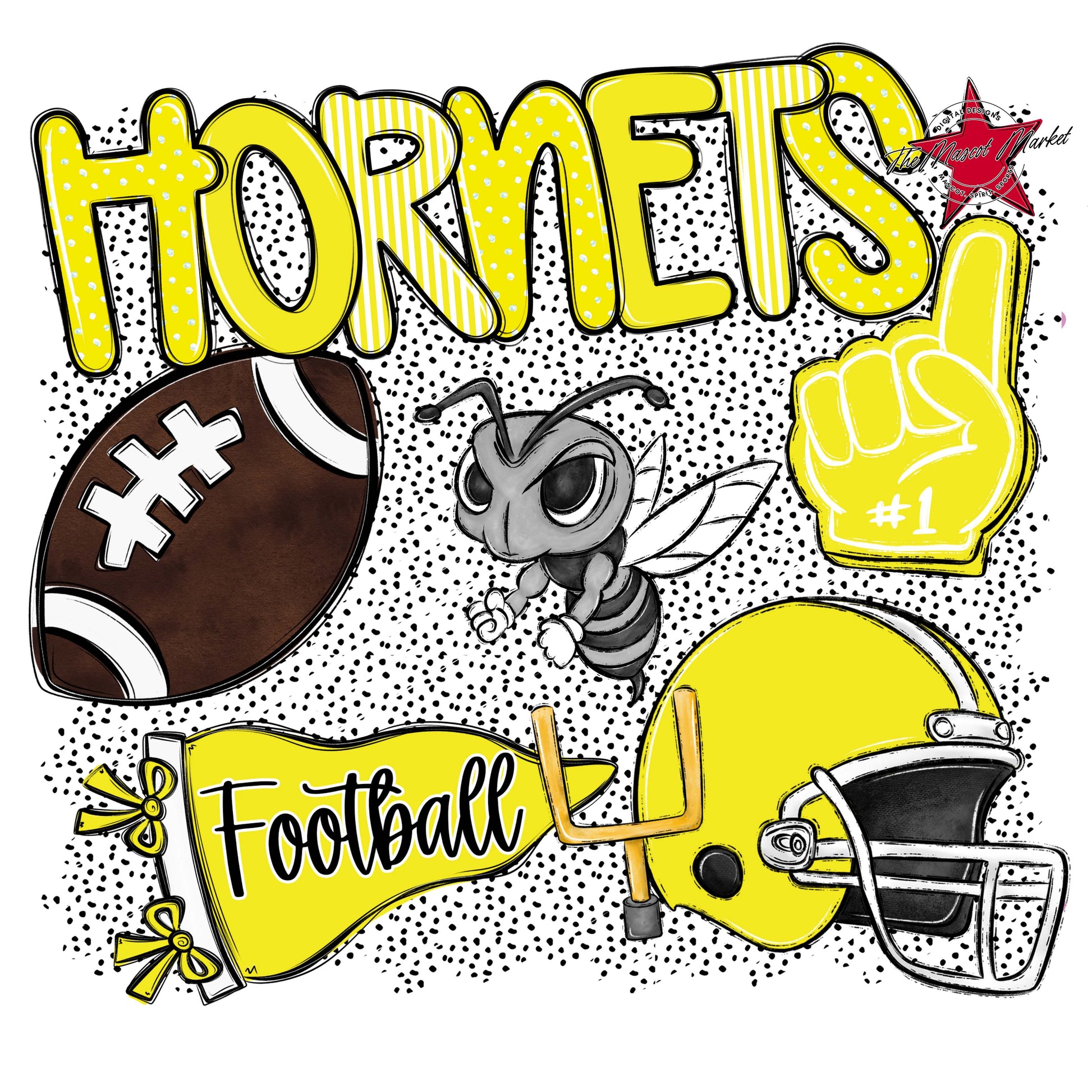 Hornets Football Spirit-Bright Yellow