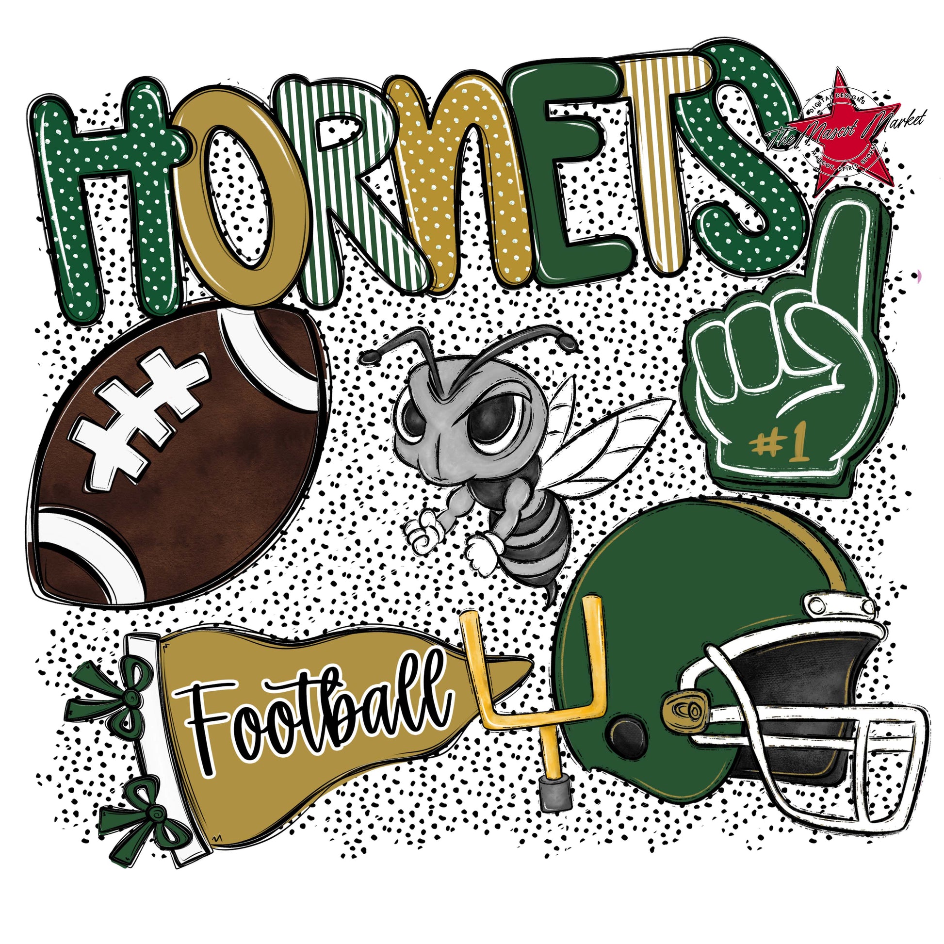 Hornets Football Spirit-Green & Gold