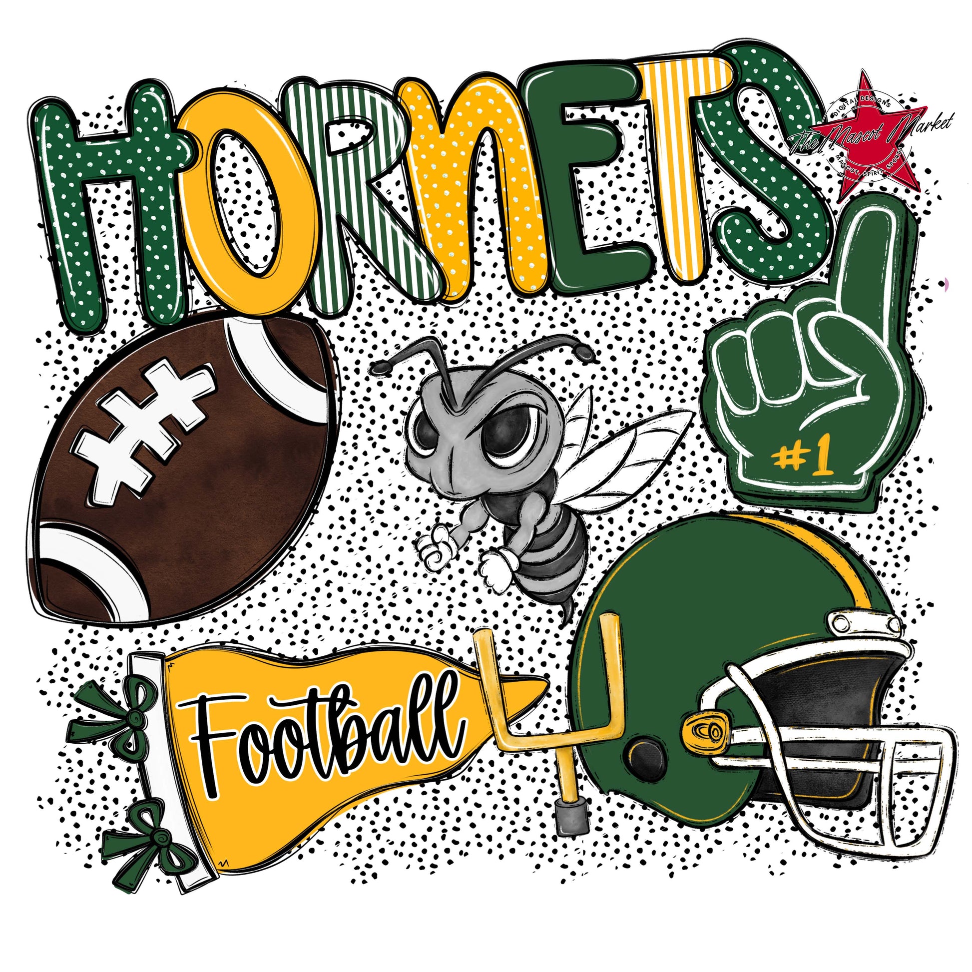 Hornets Football Spirit-Green & Yellow