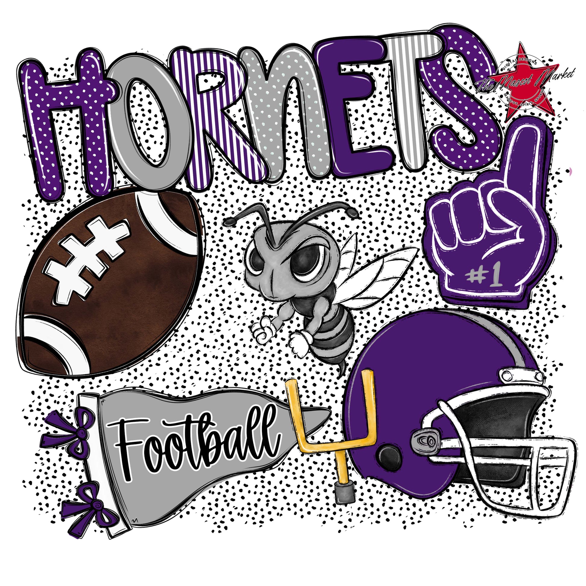 Hornets Football Spirit-Purple & Grey