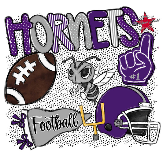 Hornets Football Spirit-Purple & Grey