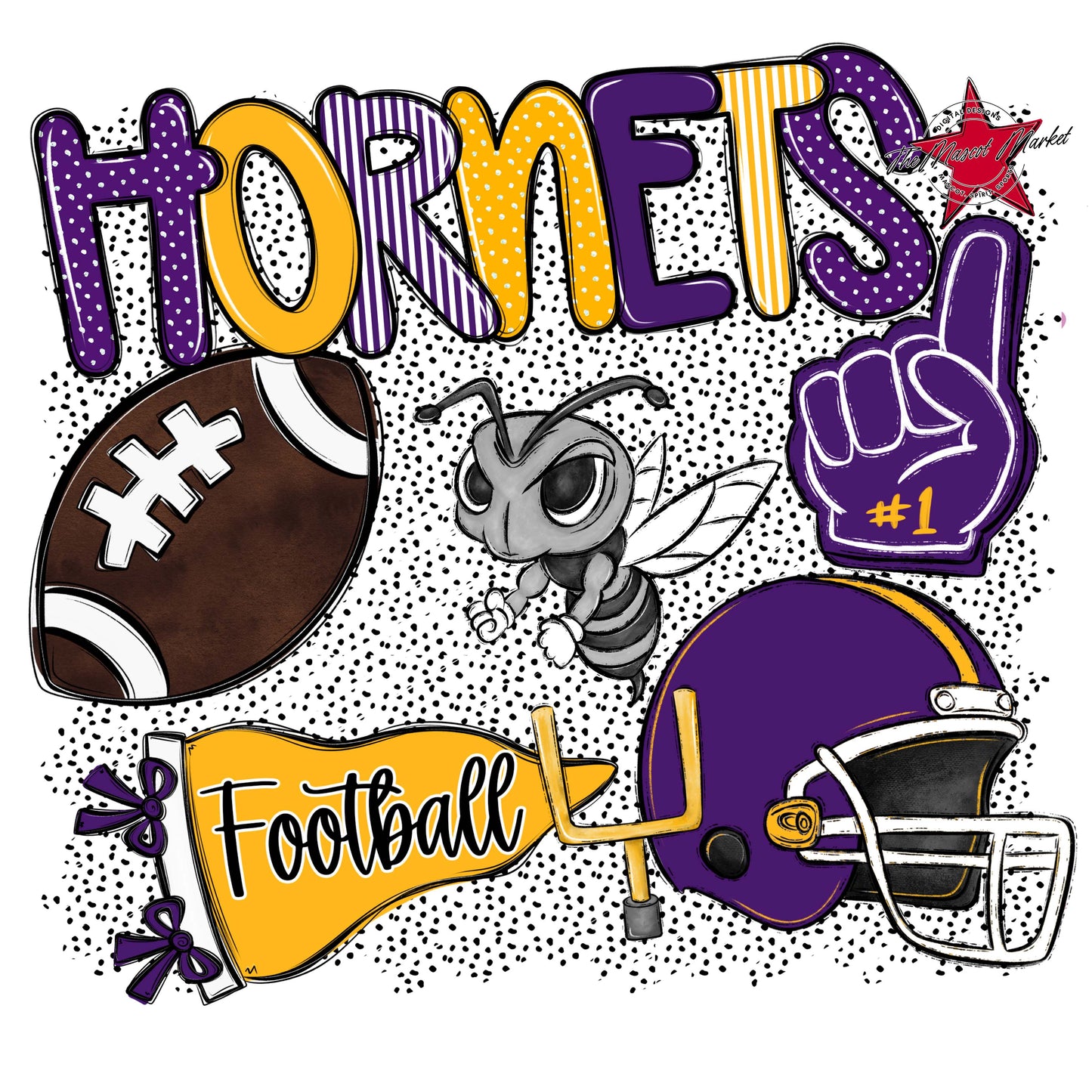 Hornets Football Spirit-Purple & Yellow