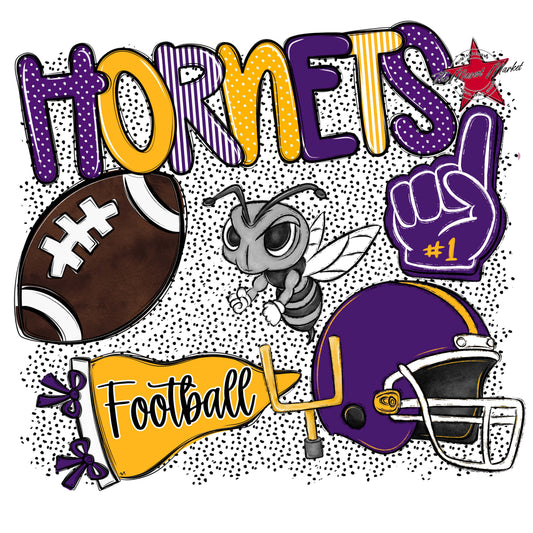 Hornets Football Spirit-Purple & Yellow