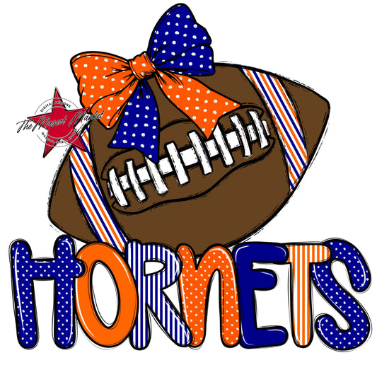Hornets Football Spirit Design-Blue & Orange