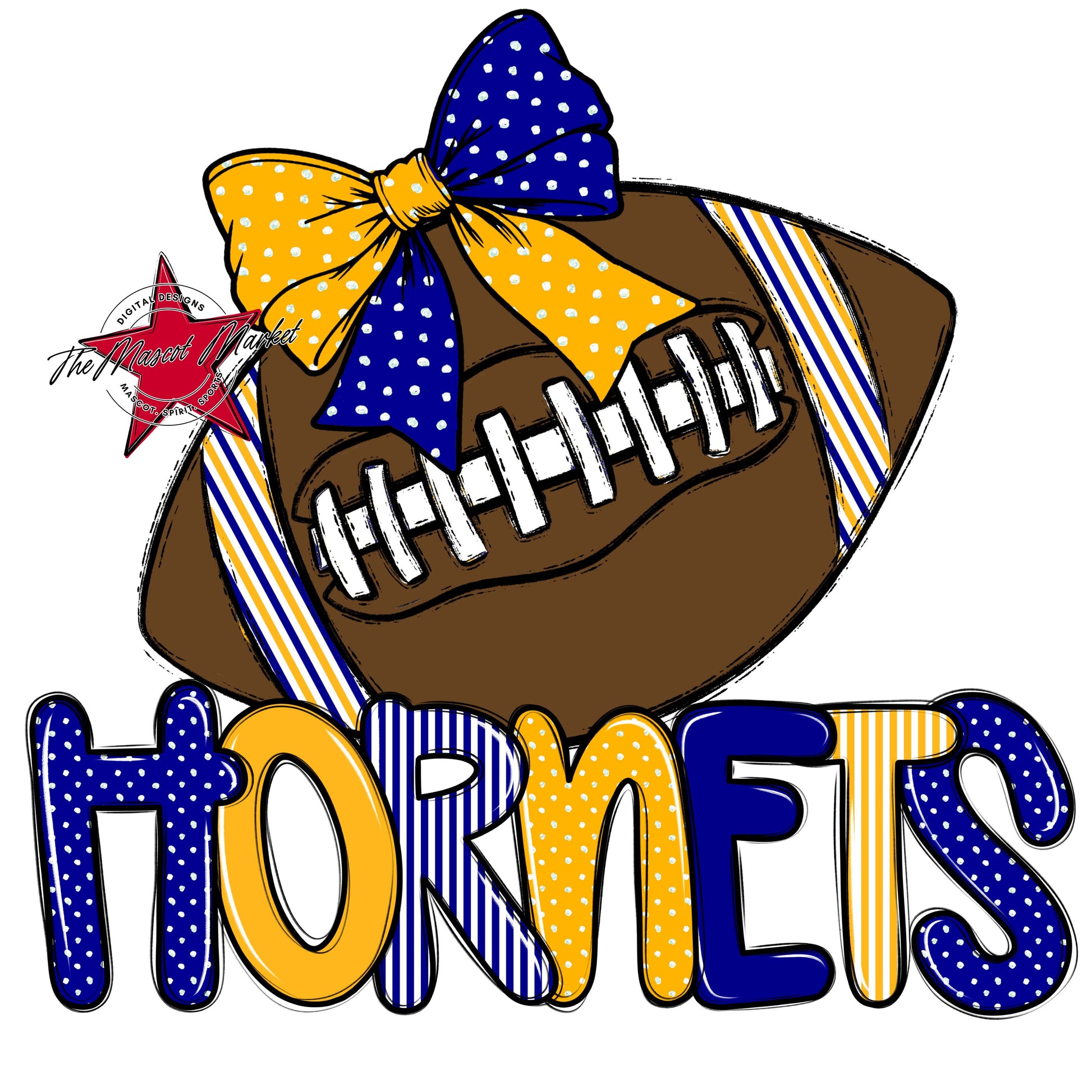 Hornets Football Spirit Design-Blue & Yellow