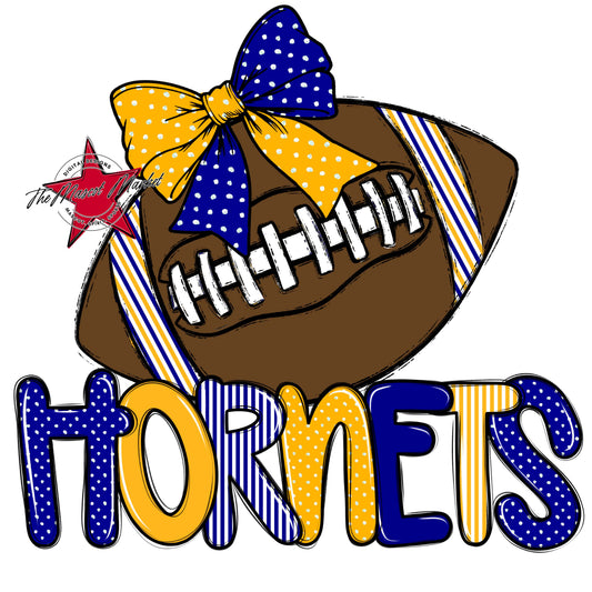 Hornets Football Spirit Design-Blue & Yellow
