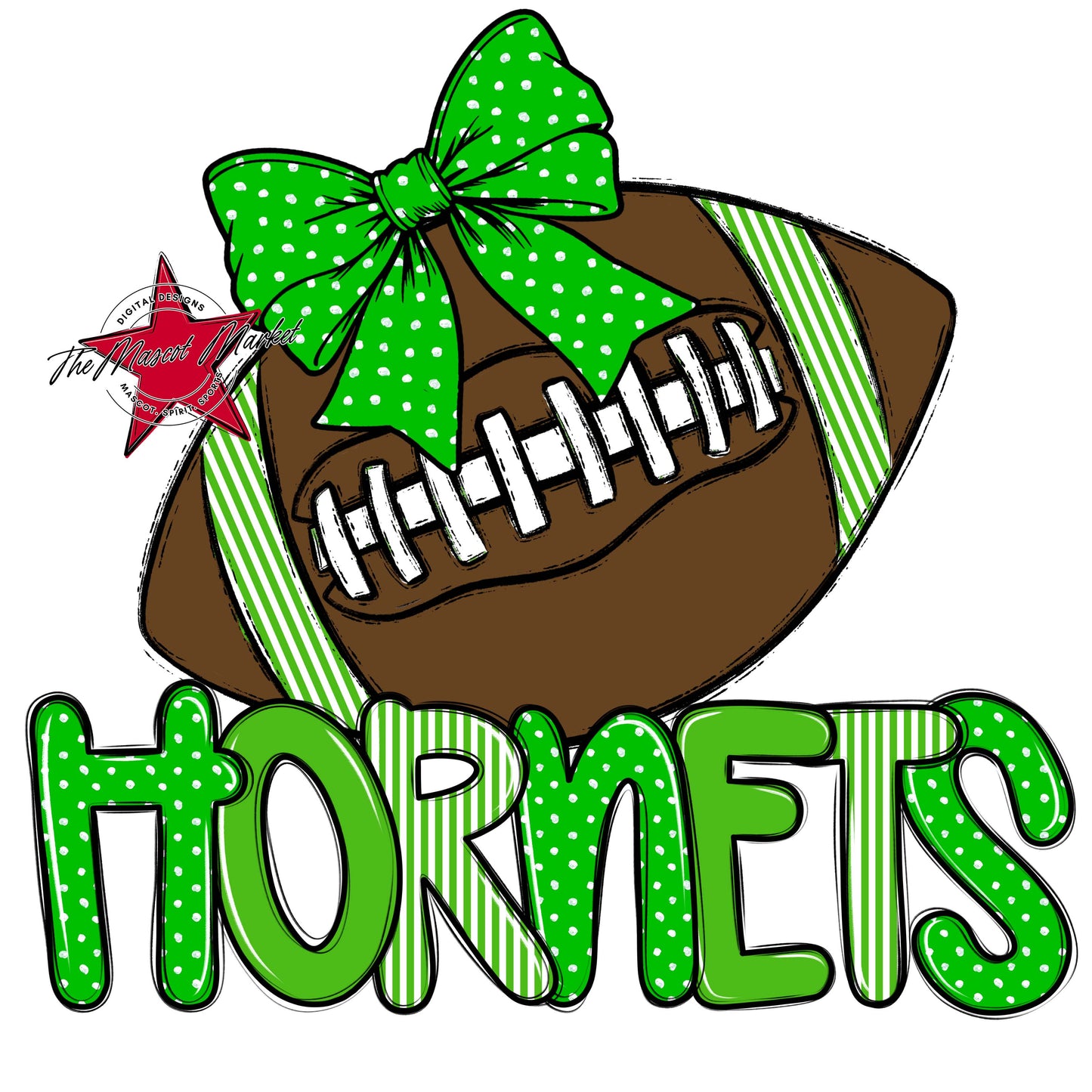 Hornets Football Spirit Design-Bright Green