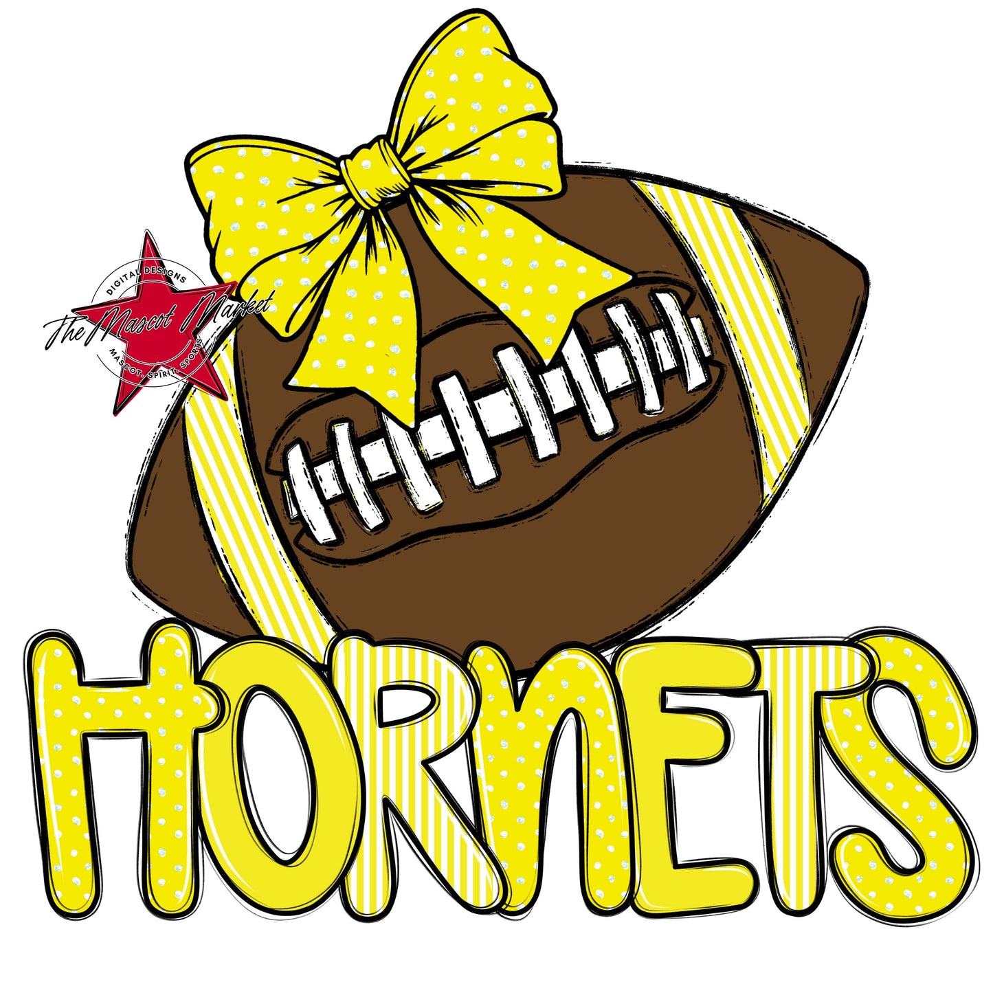 Hornets Football Spirit Design-Bright Yellow