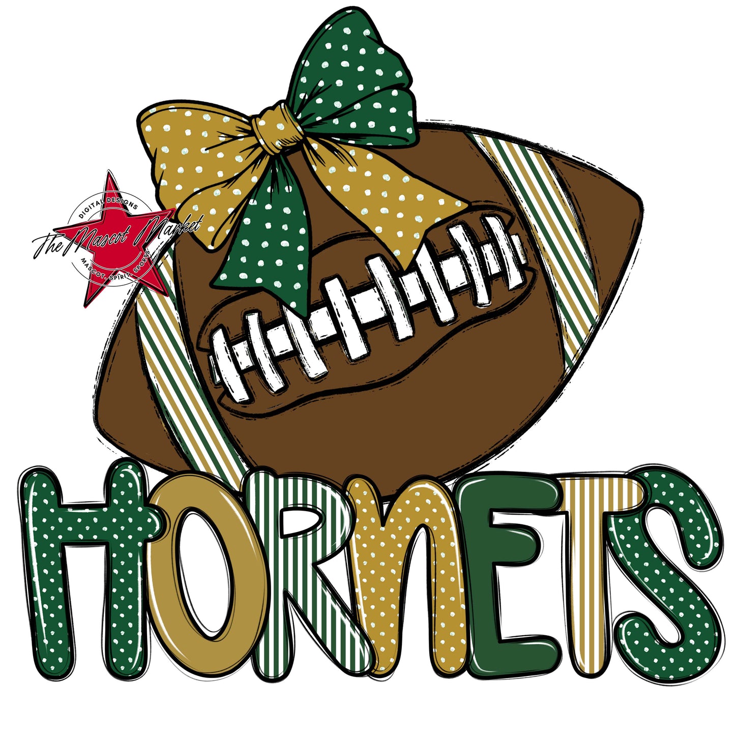 Hornets Football Spirit Design-Green & Gold