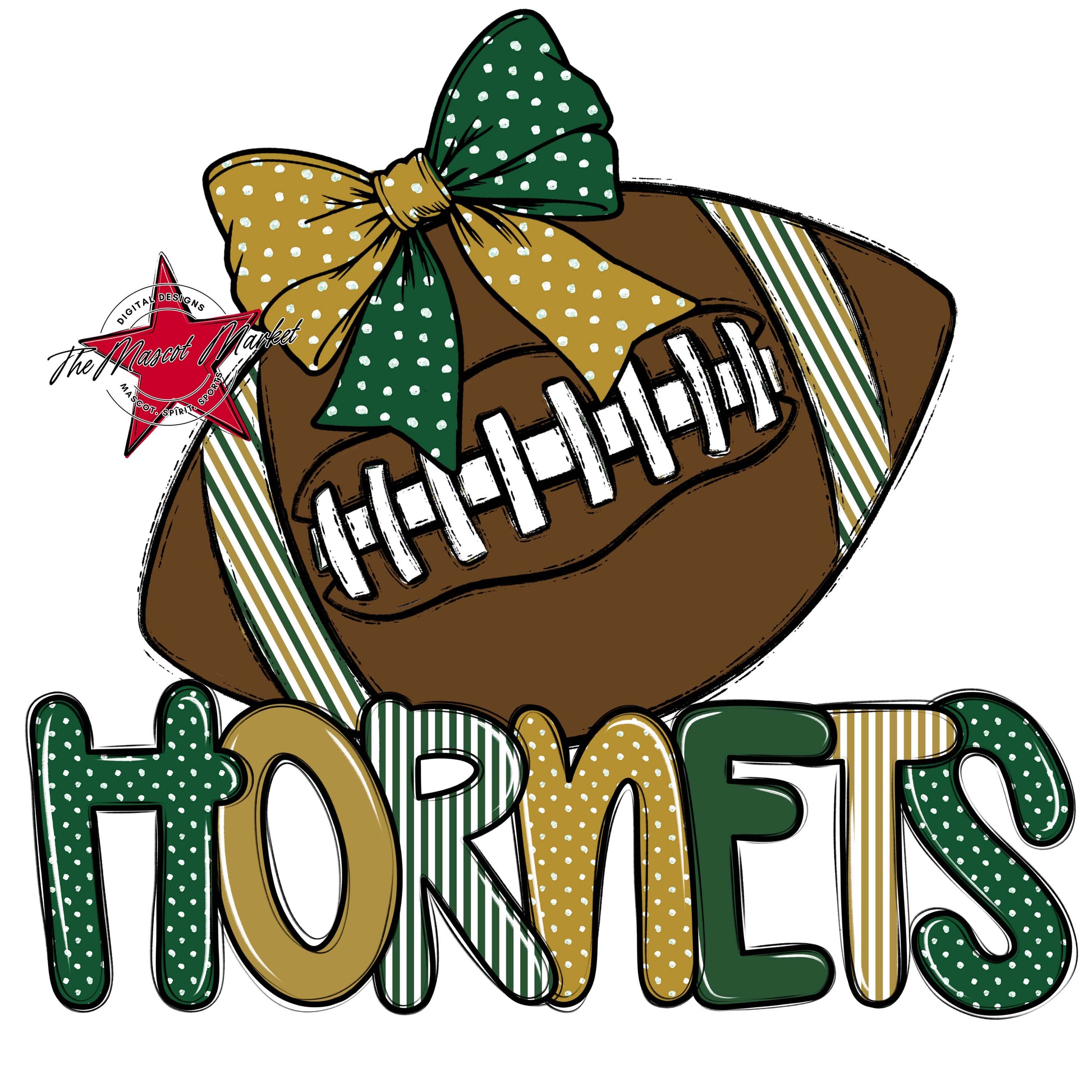 Hornets Football Spirit Design-Green & Gold