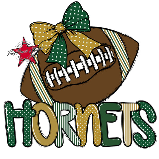 Hornets Football Spirit Design-Green & Gold