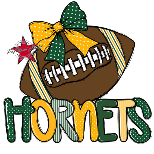 Hornets Football Spirit Design-Green & Yellow