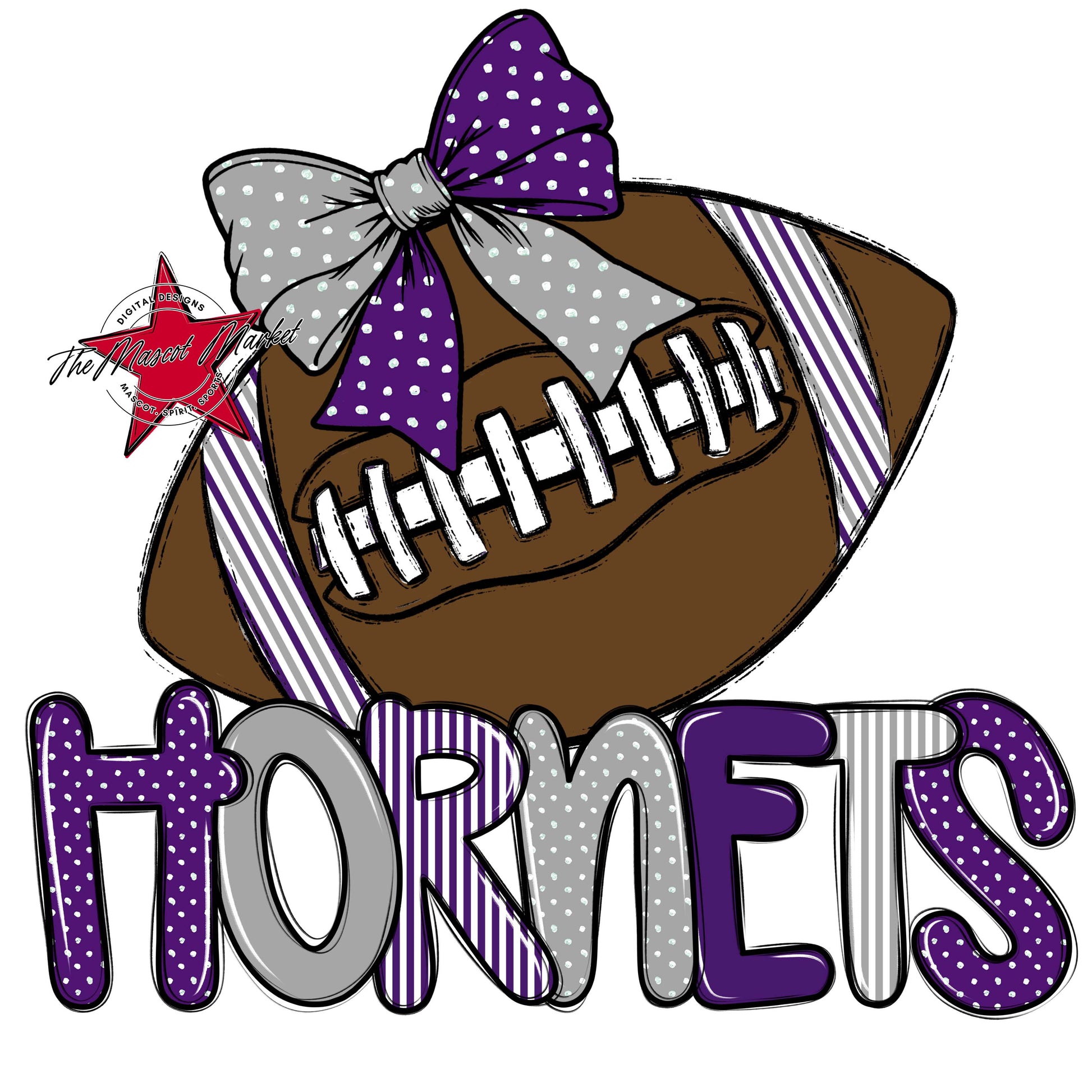 Hornets Football Spirit Design-Purple & Grey