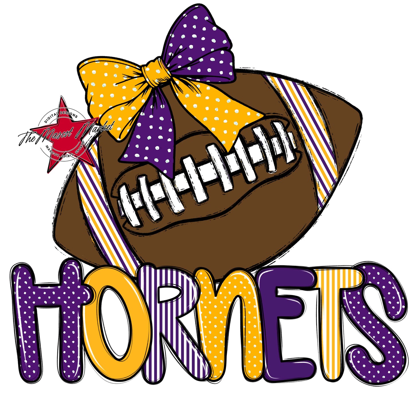 Hornets Football Spirit Design-Purple & Yellow