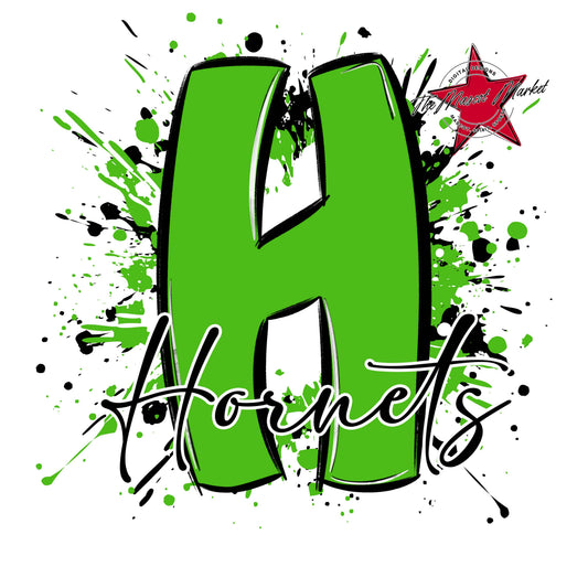 Hornets Mascot Splatter-Bright Green