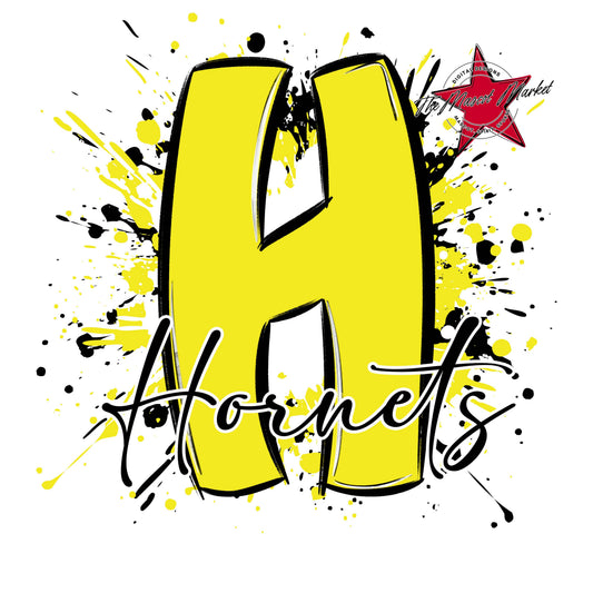 Hornets Mascot Splatter-Bright Yellow