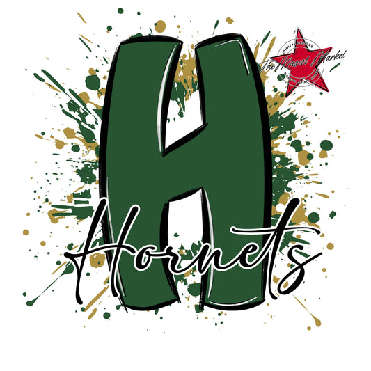 Hornets Mascot Splatter-Green & Gold
