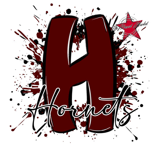 Hornets Mascot Splatter-Maroon