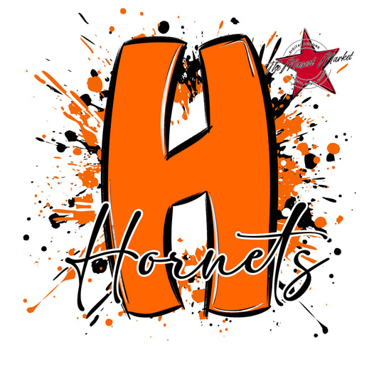Hornets Mascot Splatter-Orange