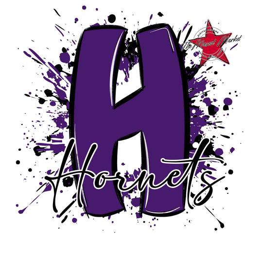 Hornets Mascot Splatter-Purple