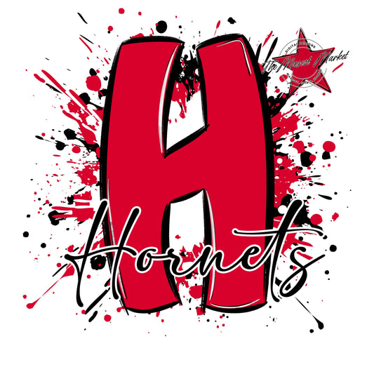 Hornets Mascot Splatter-Red
