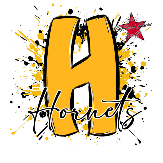 Hornets Mascot Splatter-Yellow