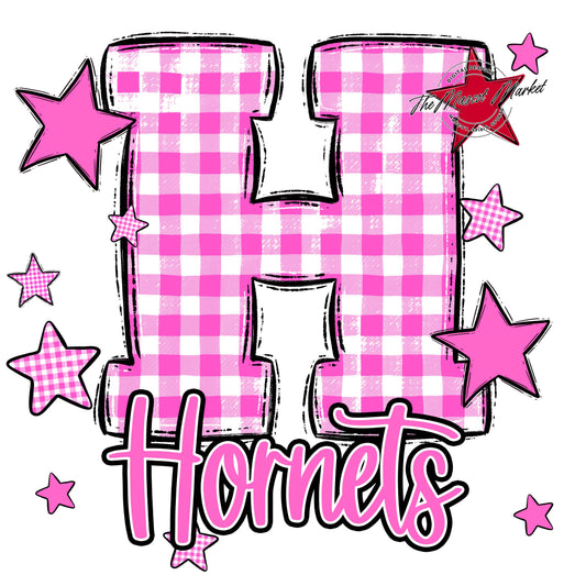 Hornets Plaid Star Design-Baby Pink
