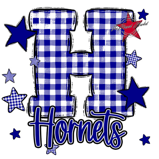 Hornets Plaid Star Design-Blue